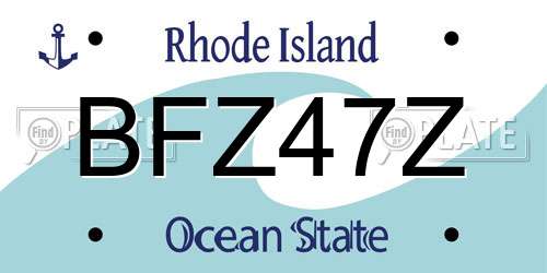 BFZ47Z Rhode Island License Plate