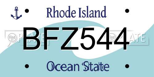 BFZ544 Rhode Island License Plate