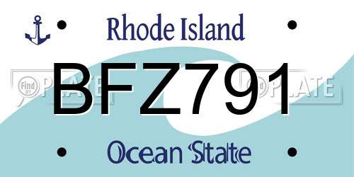 BFZ791 Rhode Island License Plate