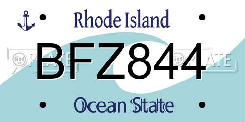 BFZ844 Rhode Island License Plate