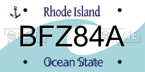 BFZ84A Rhode Island License Plate