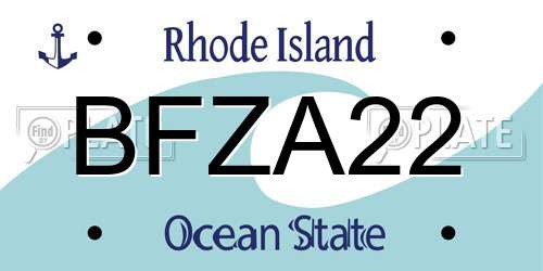 BFZA22 Rhode Island License Plate