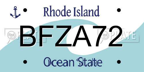 BFZA72 Rhode Island License Plate