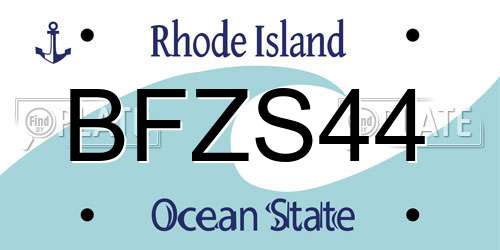 BFZS44 Rhode Island License Plate