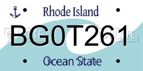 BG0T261 Rhode Island License Plate