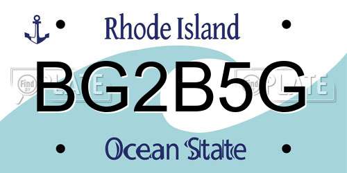 BG2B5G Rhode Island License Plate