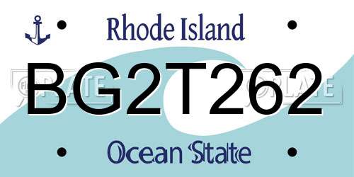 BG2T262 Rhode Island License Plate