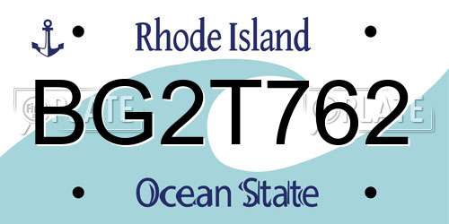 BG2T762 Rhode Island License Plate
