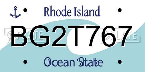 BG2T767 Rhode Island License Plate