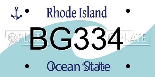 BG334 Rhode Island License Plate