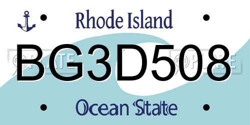 BG3D508 Rhode Island License Plate