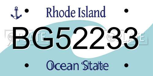 BG52233 Rhode Island License Plate
