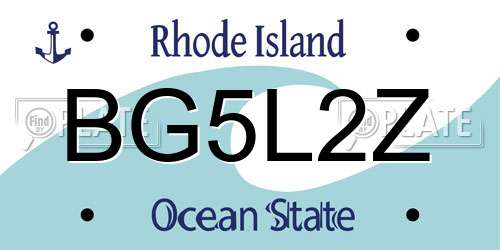 BG5L2Z Rhode Island License Plate