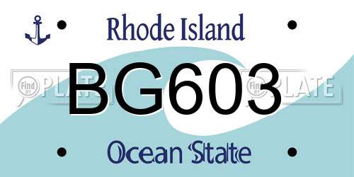 BG603 Rhode Island License Plate