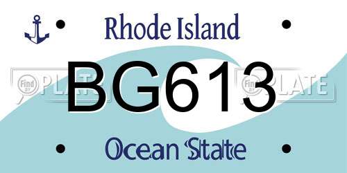 BG613 Rhode Island License Plate