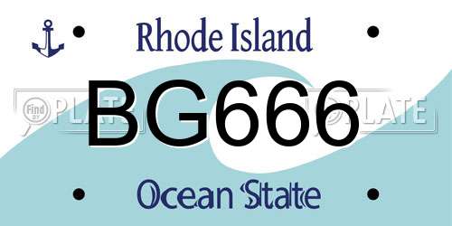 BG666 Rhode Island License Plate