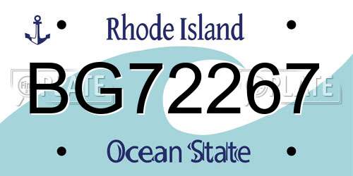 BG72267 Rhode Island License Plate