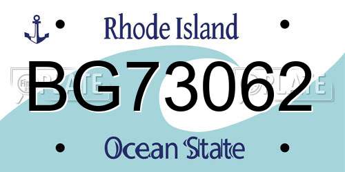 BG73062 Rhode Island License Plate