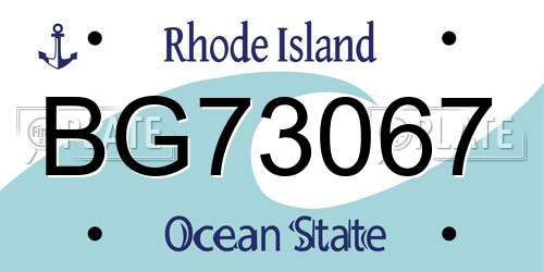 BG73067 Rhode Island License Plate