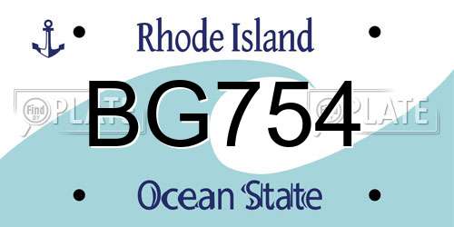 BG754 Rhode Island License Plate