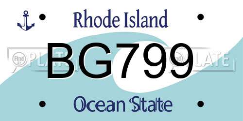 BG799 Rhode Island License Plate