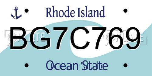 BG7C769 Rhode Island License Plate