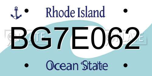 BG7E062 Rhode Island License Plate