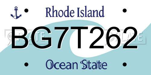 BG7T262 Rhode Island License Plate