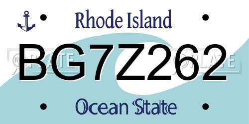 BG7Z262 Rhode Island License Plate