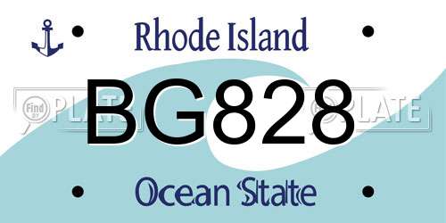 BG828 Rhode Island License Plate
