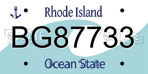 BG87733 Rhode Island License Plate