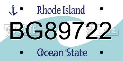 BG89722 Rhode Island License Plate