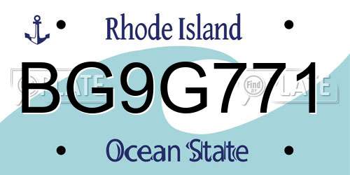 BG9G771 Rhode Island License Plate