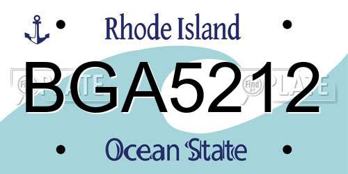 BGA5212 Rhode Island License Plate