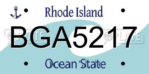 BGA5217 Rhode Island License Plate