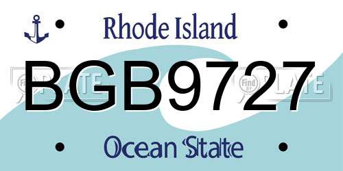 BGB9727 Rhode Island License Plate