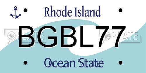 BGBL77 Rhode Island License Plate