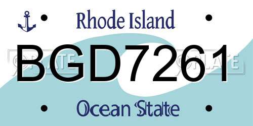 BGD7261 Rhode Island License Plate