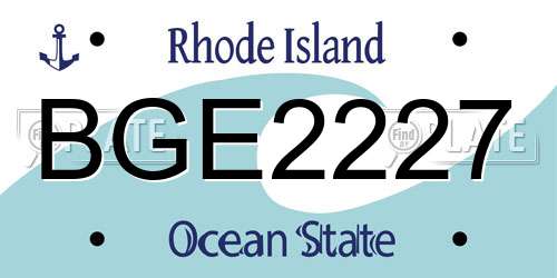 BGE2227 Rhode Island License Plate