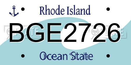 BGE2726 Rhode Island License Plate