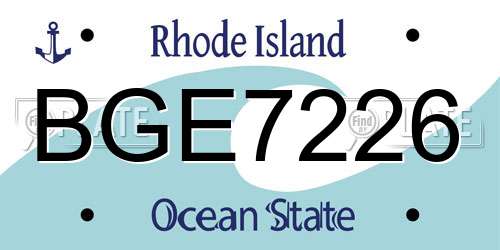 BGE7226 Rhode Island License Plate