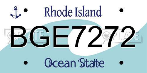 BGE7272 Rhode Island License Plate