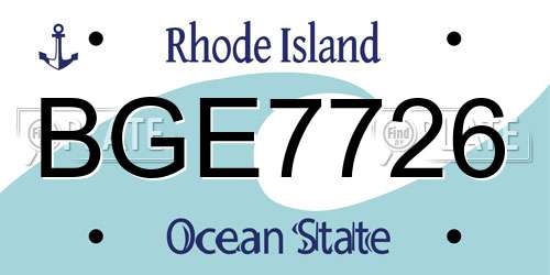 BGE7726 Rhode Island License Plate