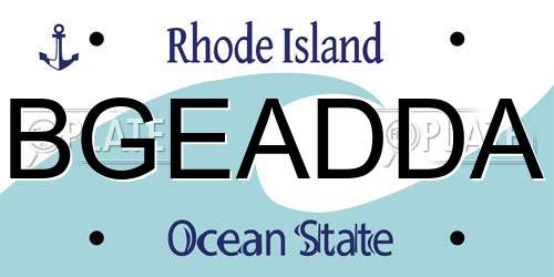 BGEADDA Rhode Island License Plate