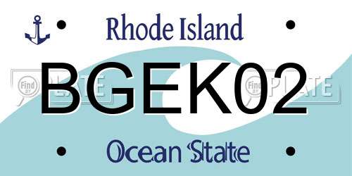 BGEK02 Rhode Island License Plate