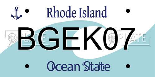 BGEK07 Rhode Island License Plate
