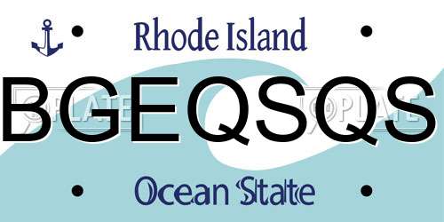 BGEQSQS Rhode Island License Plate