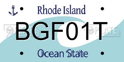 BGF01T Rhode Island License Plate