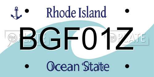 BGF01Z Rhode Island License Plate