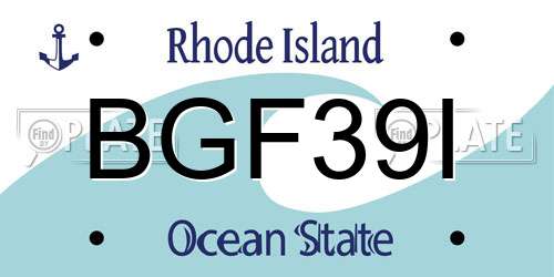 BGF39I Rhode Island License Plate